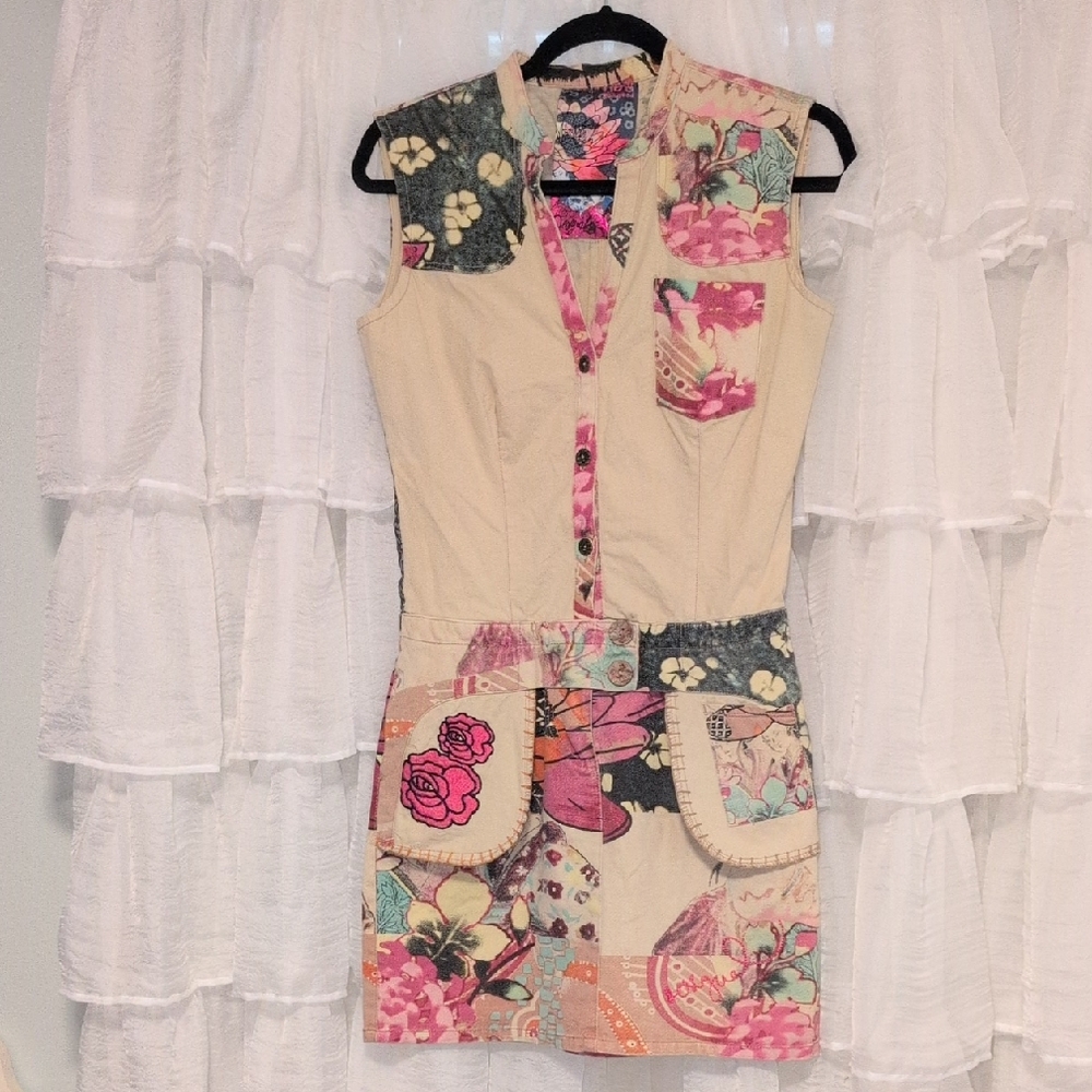 Incredible Desigual Festival Dress Embroidered Patchwork 36